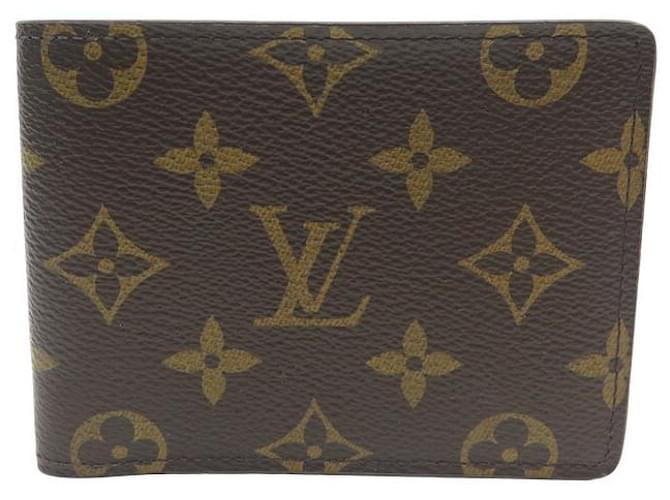 PORTEFEUILLE LOUIS VUITTON MULTIPLE M60895 EN TOILE MONOGRAM CANVAS WALLET Marron  ref.1367883