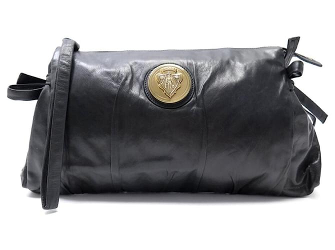 NEW GUCCI HYSTERIA LARGE POUCH 197015 IN BLACK LEATHER NEW BLACK LEATHER CLUTCH  ref.1367913