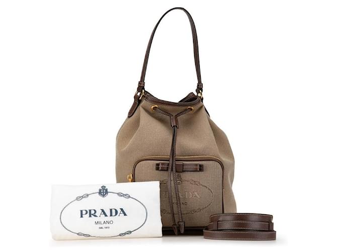 Prada Canapa Logo Drawstring Bucket  Canvas Shoulder Bag in Excellent condition Cloth  ref.1367970