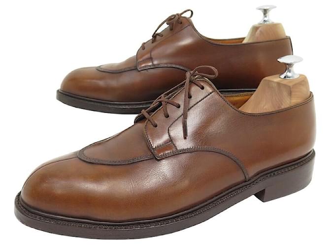 JM WESTON DEMI HUNTING SHOES 598 8E 42 LARGE DERBY IN BROWN LEATHER SHOES  ref.1367993