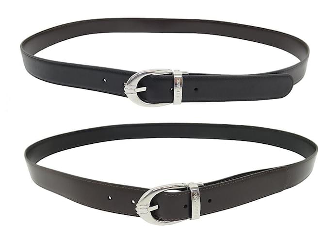 MONTBLANC BELT WITH HORSESHOE BUCKLE IN REVERSIBLE LEATHER 110 LEATHER BELT Black  ref.1367994
