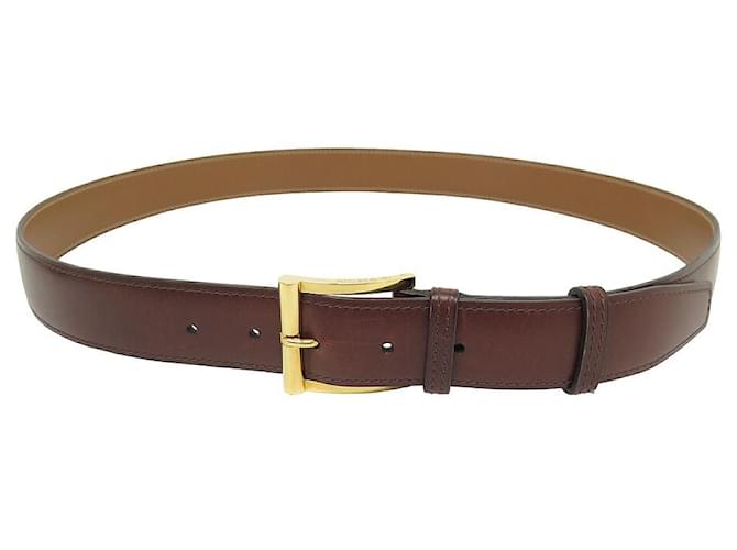 JM WESTON HALF JONC 105 BELT IN BROWN LEATHER + BROWN LEATHER BELT POUCH  ref.1367997