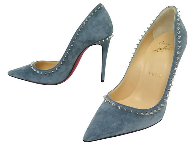 NEW CHRISTIAN LOUBOUTIN ANJALINA 100 SHOES 3170075 35 SUEDE BLUE SHOES  ref.1368002