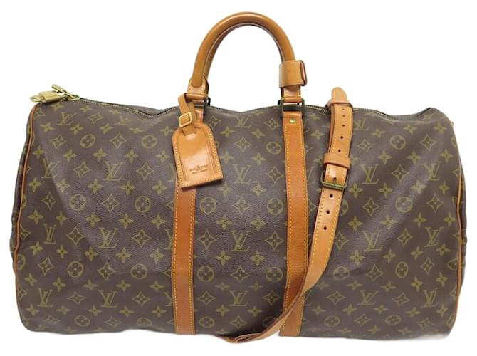 NEUE LOUIS VUITTON KEEPALL 55 REISETASCHE MONOGRAMM CANVAS UMHÄNGETASCHE Braun Leinwand  ref.1368018