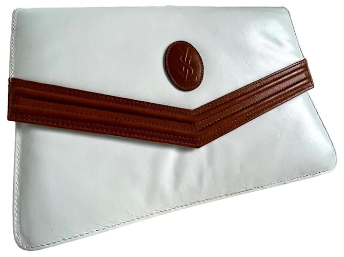 Yves Saint Laurent Handbags White Camel Ostrich leather  ref.1368048