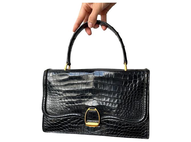 HERMÈS - Black Crocodile Handbag