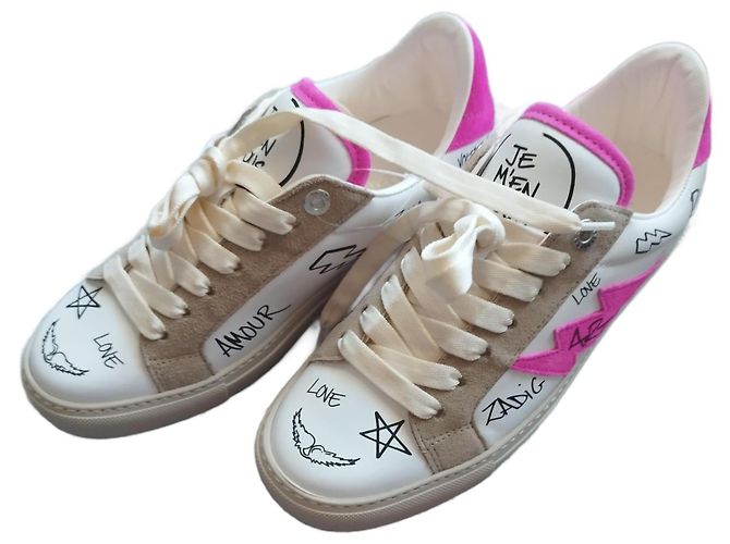 Baskets Zadig & Voltaire  ZV1749 Blanc Fuschia