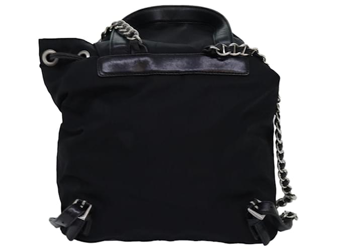 PRADA Chain Backpack Nylon Black Auth 71499  ref.1368084