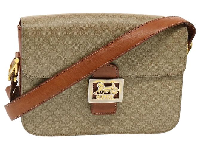 Céline CELINE Borsa a tracolla in tela macadam Beige Auth 73295