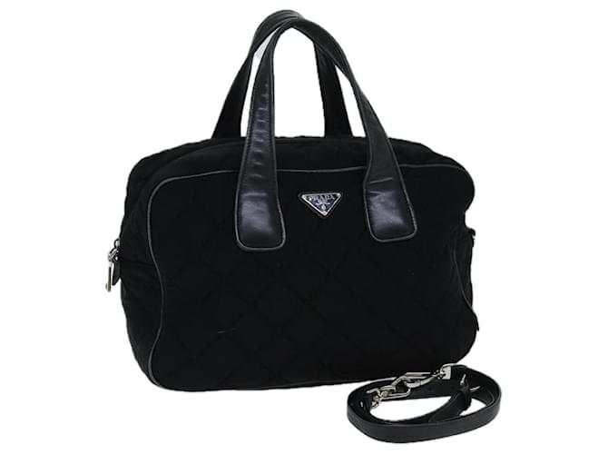 PRADA Hand Bag Canvas 2way Black Auth ep4171 Cloth  ref.1368198