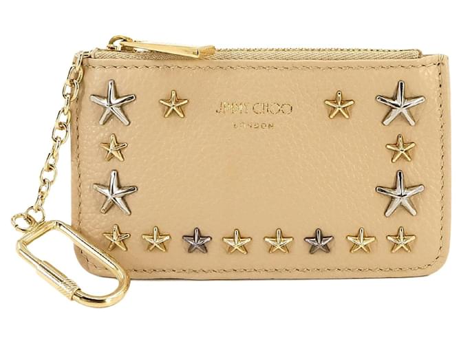 Jimmy Choo Star Ohrstecker Beige Leder  ref.1368470