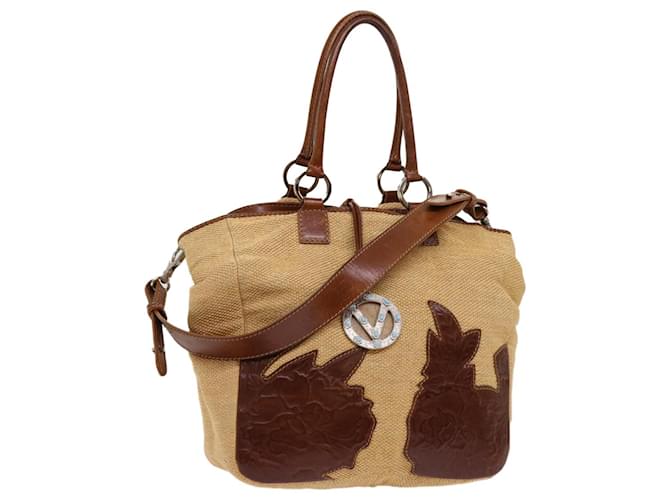 Valentino Garavani Tote Vltn Beige Leder  ref.1368681