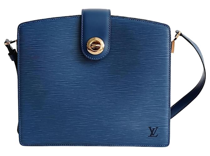 Louis Vuitton Louis Vuitton Cluny Plain Epi shoulder bag light blue Light brown Leather  ref.1368814