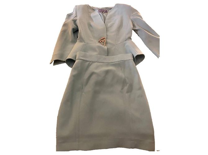 Tailleur Thierry Mugler Blazer e Gonna Azzurro Chiaro Cotone Blu chiaro