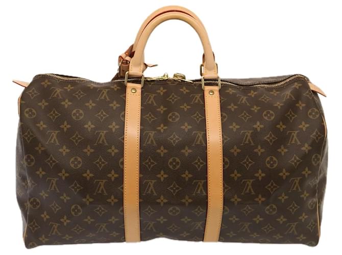 Louis Vuitton Keepall 50 Braun Leinwand  ref.1369244