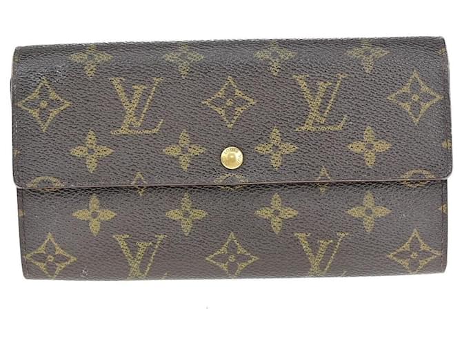 Crédito Louis Vuitton Porte Monnaie Castaño Lienzo  ref.1369321