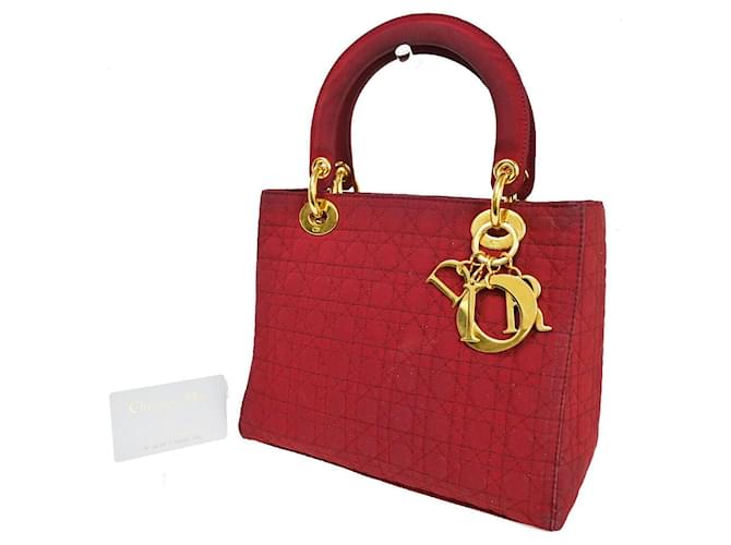 Dior Cannage Lady Red Synthetic  ref.1369379