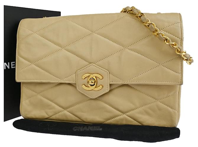 Classique Chanel Timeless Cuir Beige  ref.1369384