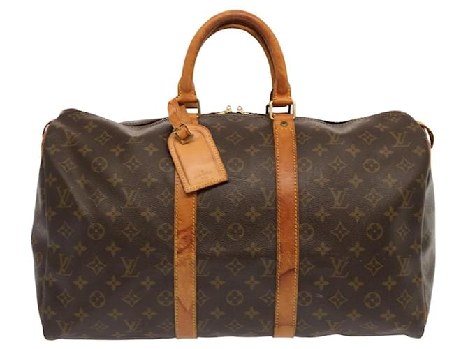 Louis Vuitton Keepall 45 Castaño Lienzo  ref.1369418