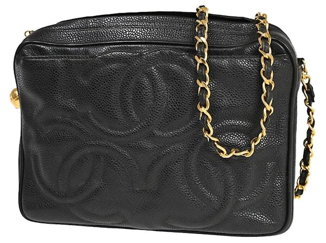 Classique Chanel Triple Coco Cuir Noir  ref.1369445