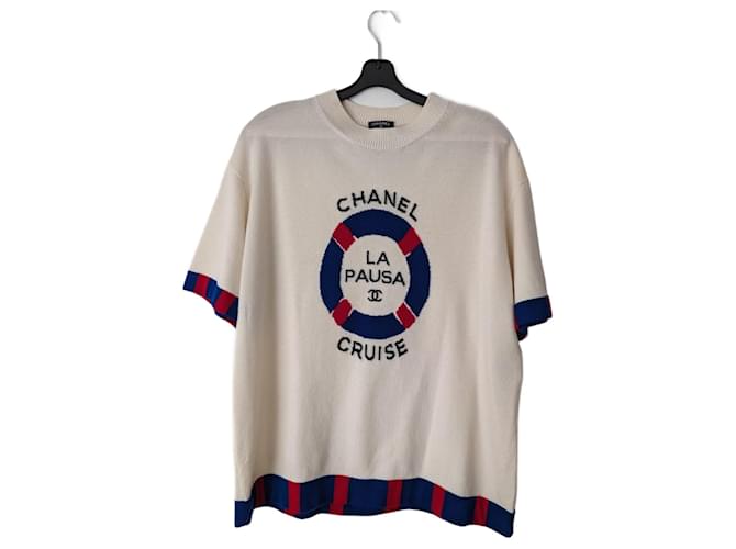 Chanel 2019 cruise 19C LA PAUSA rare cashmere knit top Cream  ref.1369460