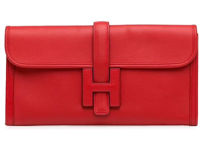 Hermès Red Swift Jige Elan Leather Pony-style calfskin  ref.1369470