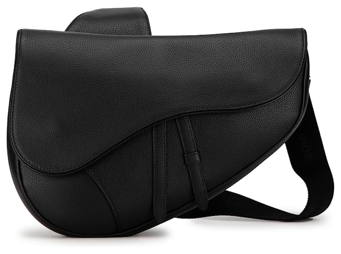 Dior Black Leather Saddle Crossbody Bag Pony-style calfskin  ref.1369476