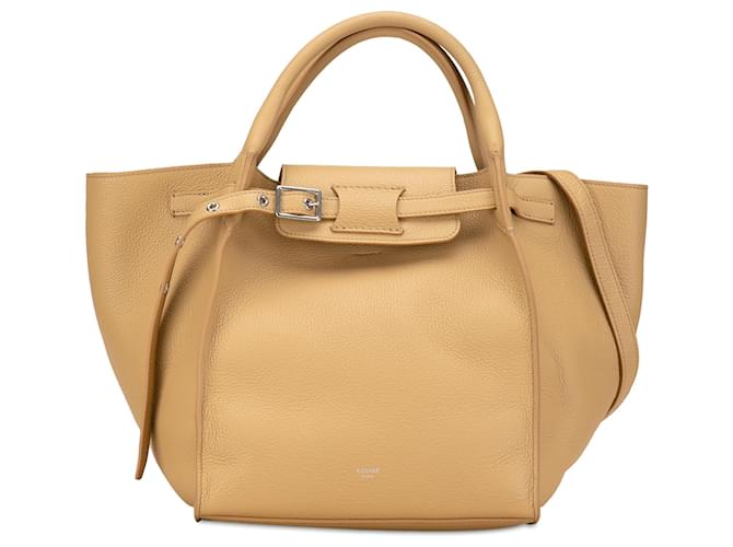 Big Bag Céline Celine Braune kleine große Tasche Beige Leder Kalbähnliches Kalb  ref.1369486