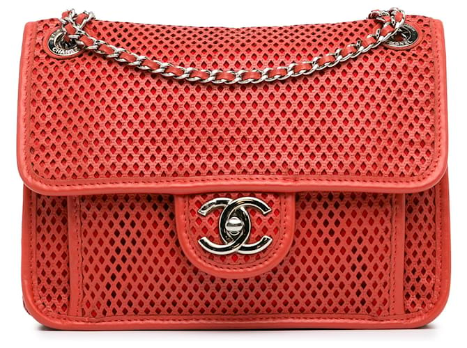 Chanel Red Small Perforated Calfskin Up In The Air Flap Leather Pony-style calfskin  ref.1369508