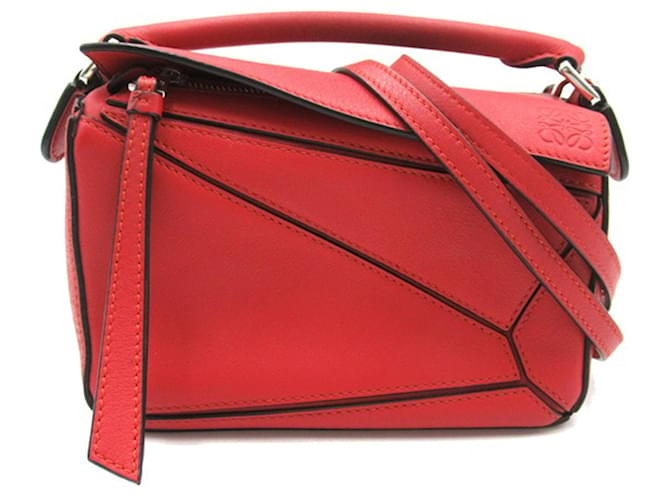 Bolso satchel mini rompecabezas rojo Loewe Roja Cuero Becerro  ref.1369517