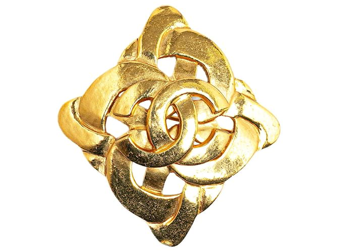 Broche Chanel Gold CC Dourado Metal Banhado a ouro  ref.1369524