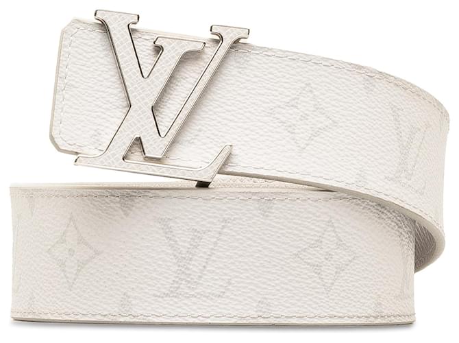 Louis Vuitton Cinto reversível com iniciais do monograma branco Lona  ref.1369548