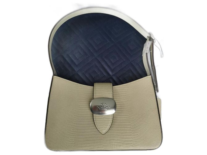 Sac à main Coach en cuir vert effet python Vert clair Bijouterie argentée