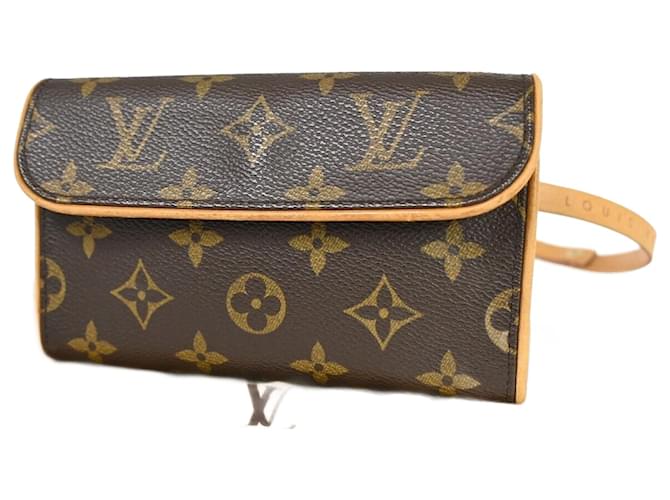 Louis Vuitton Pochette florentine Brown Cloth  ref.1369598