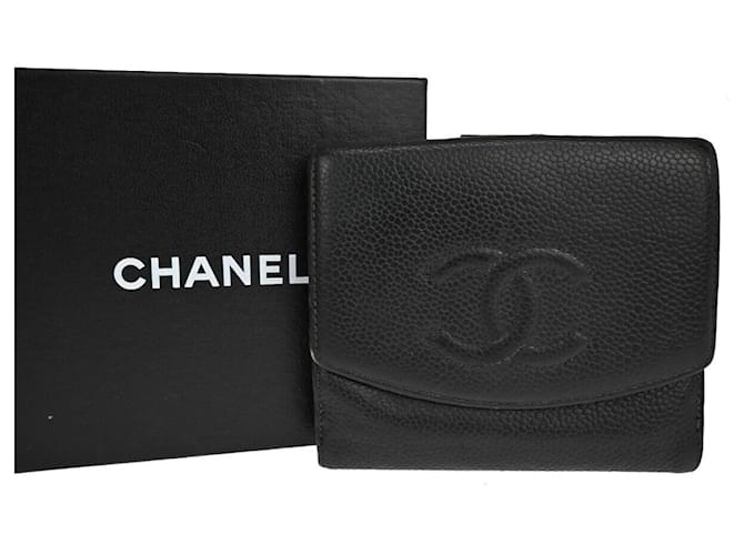 Classique Logo Chanel CC Cuir Noir  ref.1369613