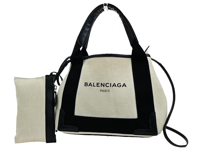 Balenciaga Navy Cabas Toile Beige  ref.1369736