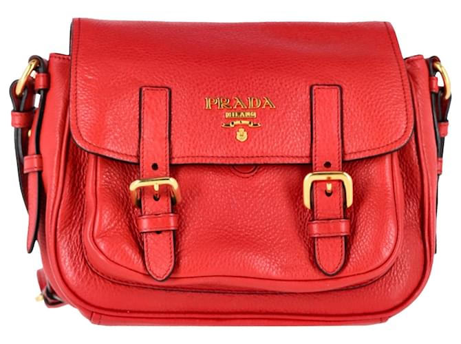 Prada Messenger Bag in Red Leather  ref.1369759