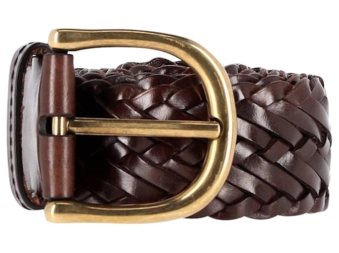 Tom Ford Woven Belt in Brown Leather  ref.1369761