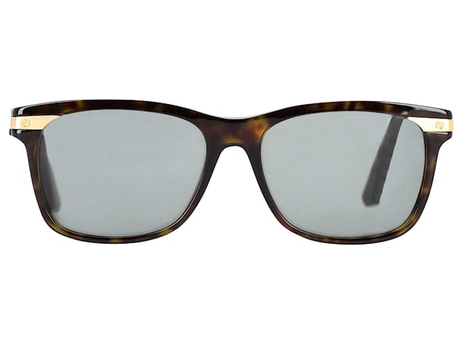 Óculos de sol Cartier Santos de Cartier em composto marrom Metal  ref.1369762