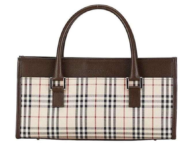 Borsa Burberry House in tela e pelle con motivo check. Borsa in tela in buone condizioni  ref.1369783