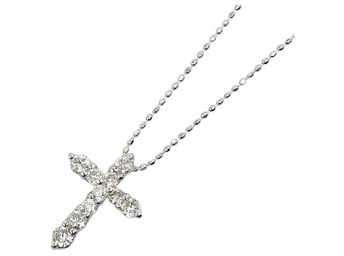 & Other Stories Autre collier pendentif croix diamant or 18 carats Collier en métal en excellent état  ref.1369821
