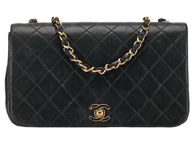 Classique Rabat Complet Chanel Cuir Noir  ref.1369869