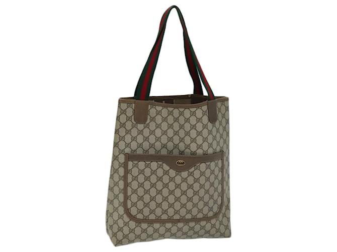 GUCCI GG Canvas Web Sherry Line Sacola PVC Bege Verde 39 02 003 Auth 73111  ref.1369925