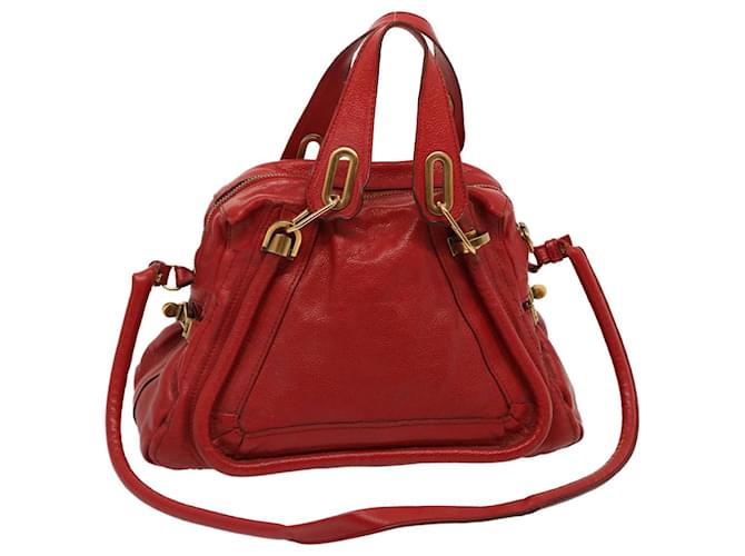 Chloé Chloe Paraty Hand Bag Leather 2way Red Auth 72667  ref.1369981