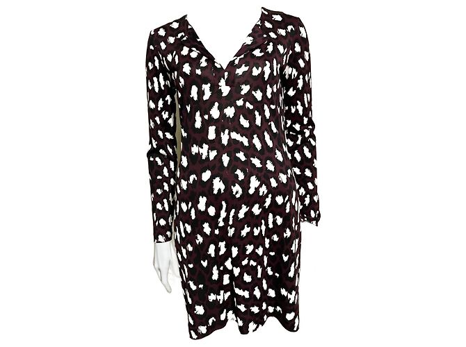 Diane Von Furstenberg Vestido de seda DvF Reina con estampado abstracto de animal Multicolor