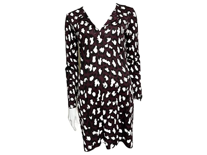 Diane Von Furstenberg Robe en soie DvF Reina US avec motif animal abstrait Multicolore  ref.1370080