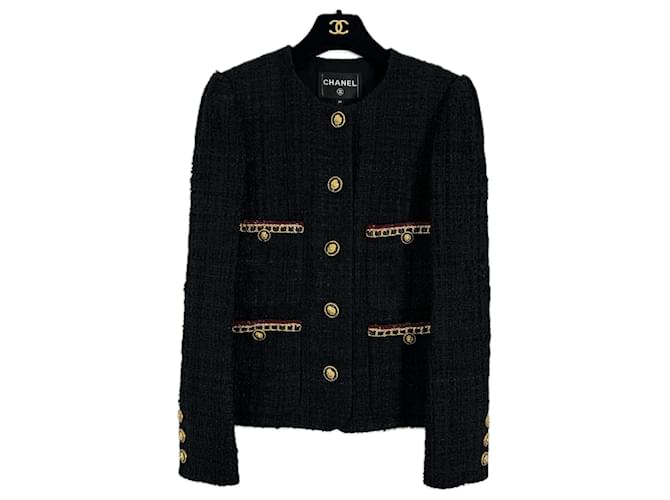 Chanel New Iconic Black Tweed Jacket  ref.1370081