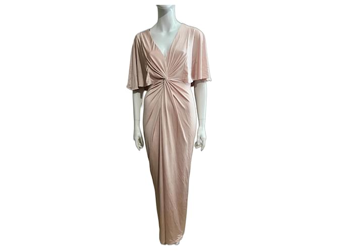 Jenny Packham Draped pink jersey evening dress with metal embellishment Polyester Elastane  ref.1370087