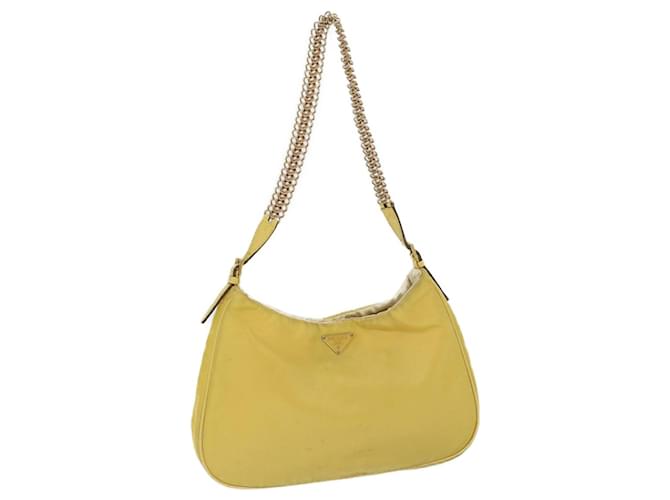PRADA Chain Shoulder Bag Nylon Yellow Auth 63153  ref.1370094