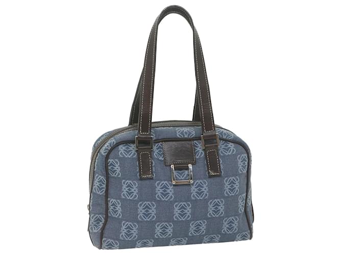 Bolso de mano LOEWE Anagram Lona Azul Auth bs11862 Lienzo  ref.1370107